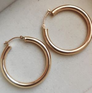SOLD 14K Vintage Yellow Gold Medium Hoops